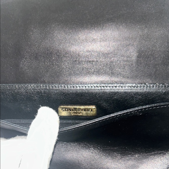 VINTAGE Sonia Rykiel Paris Black Leather Envelope Clutch – Made in France - Picture 2 of 6
